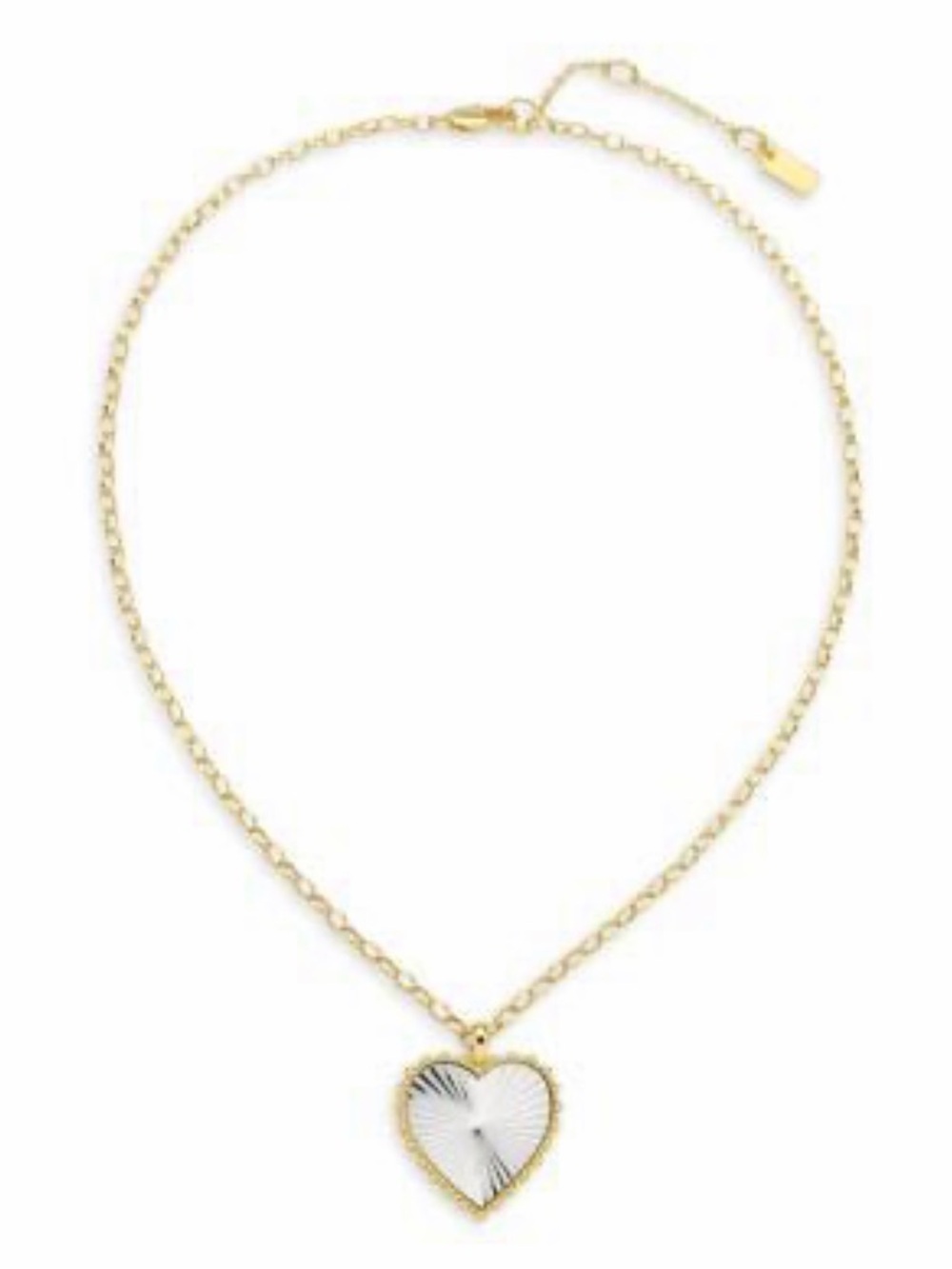 🆕 Gold Heart Pendant Necklace with White Enamel Accent